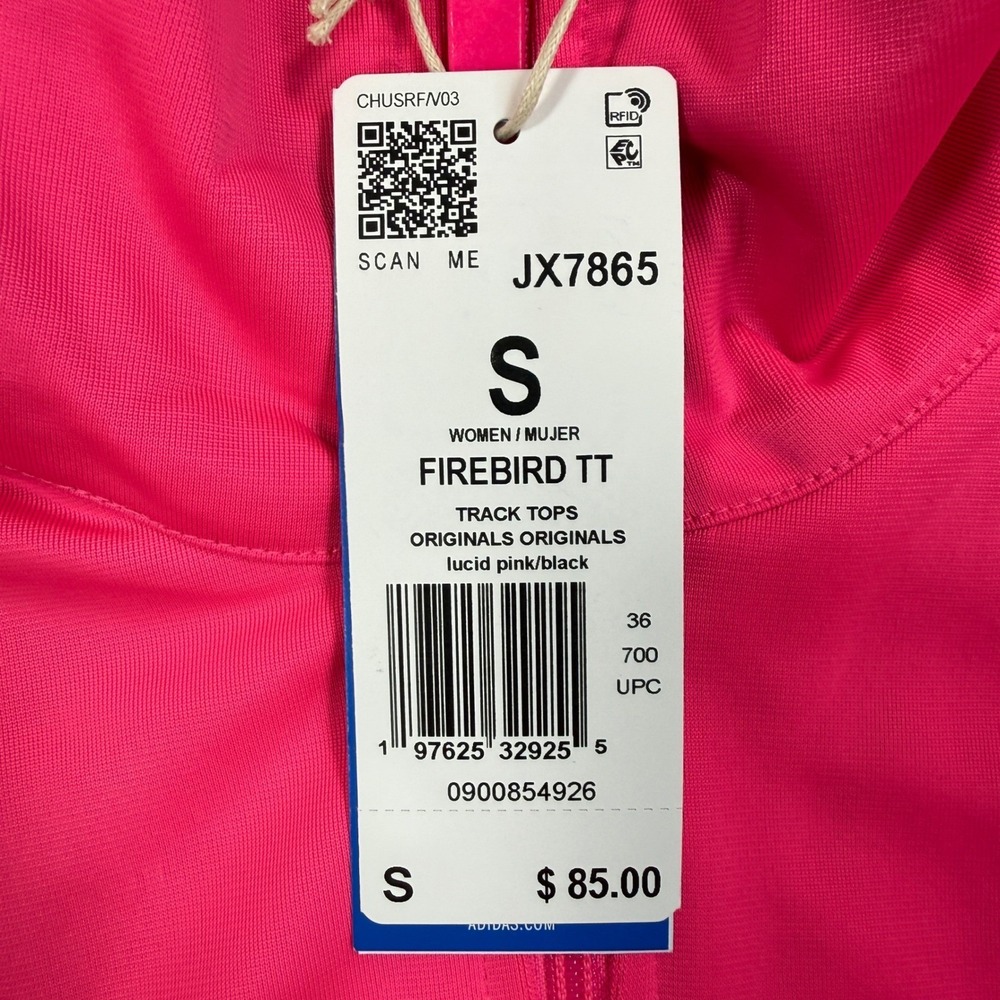 Adidas Womens SMALL‎ Track Jacket Pink Firebird TT JX7865 Lucid Pink Black NWT - Picture 3 of 7